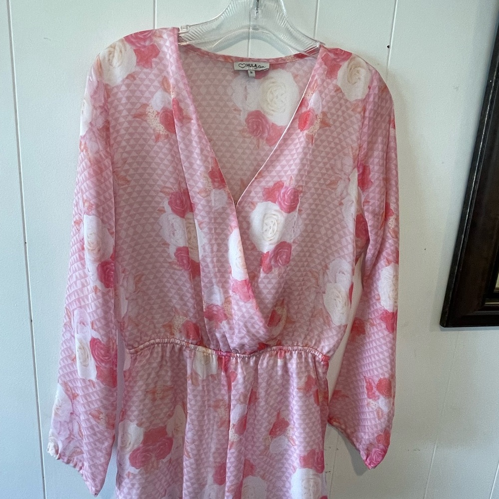 Soft Pink Floral Wrap Romper